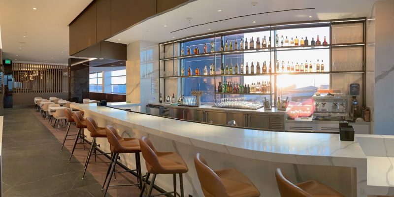 Bar area at Air Canada Maple Leaf Lounge at SFO